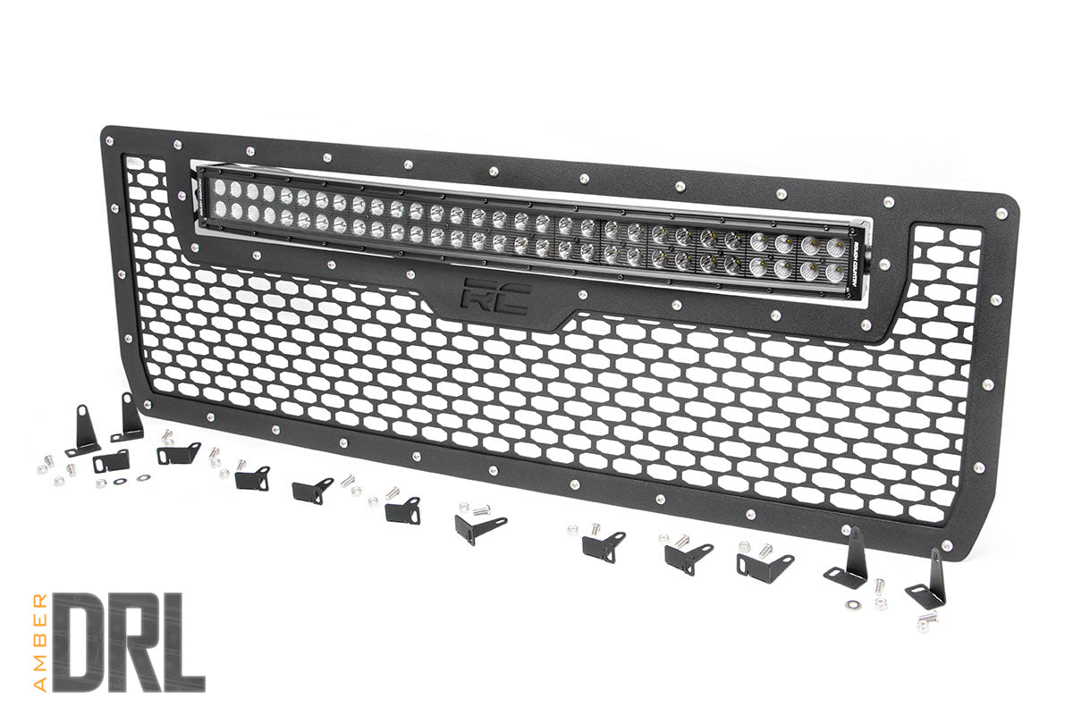 Mesh Grille 30 Inch Dual Row LED Black Amber DRL GMC Sierra 1500 (14-15) Rough Country
