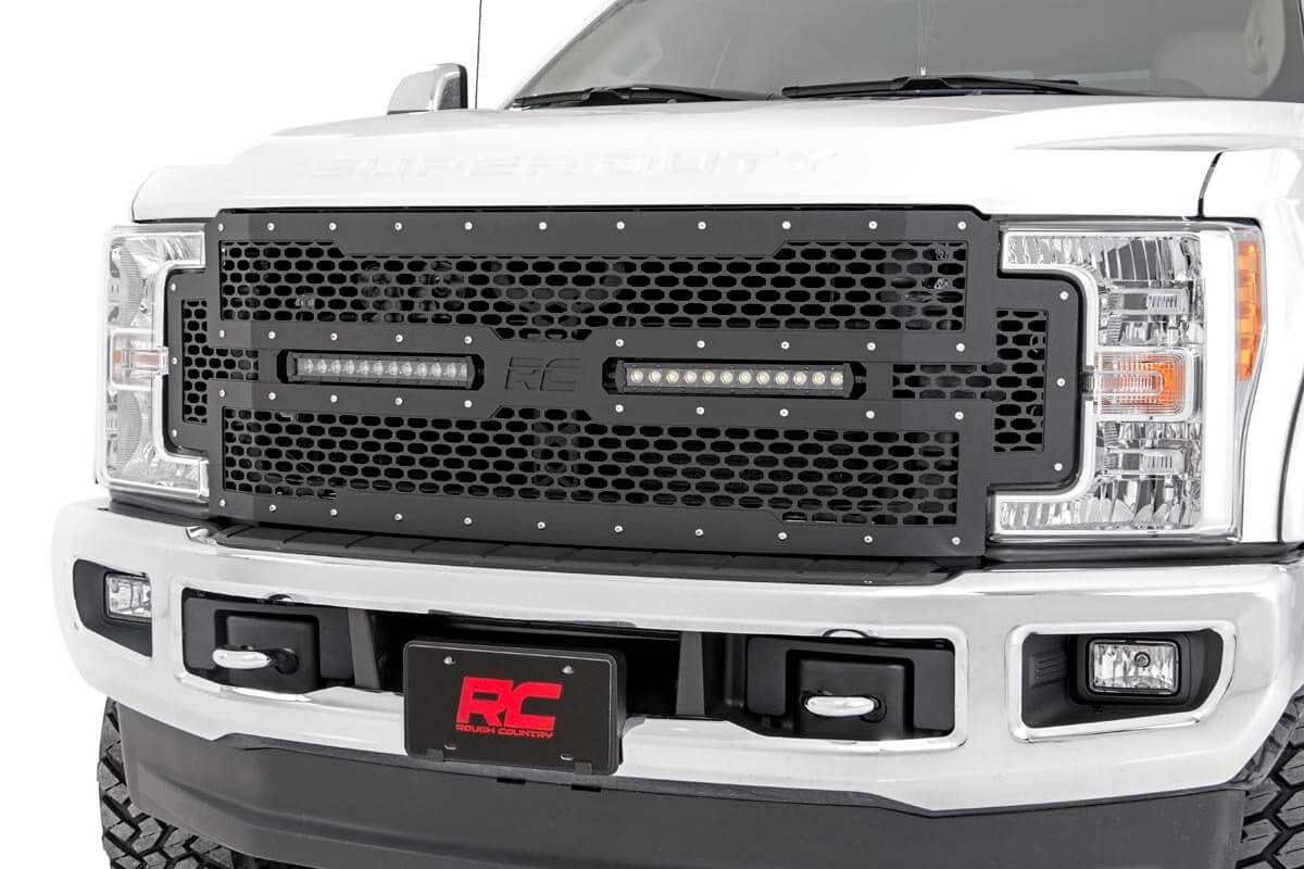 Mesh Grille 12 Inch Dual Row LED Black Ford F-250/F-350 Super Duty (17-19) Rough Country