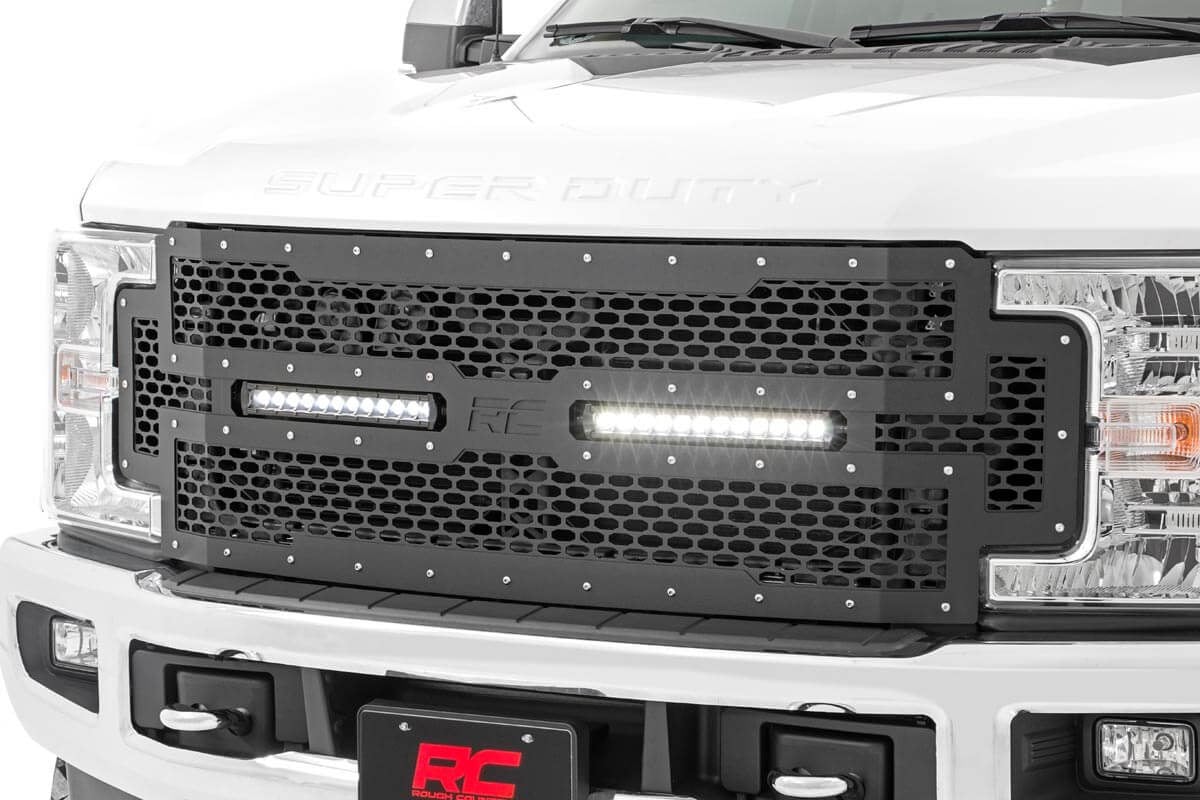 Mesh Grille 12 Inch Dual Row LED Black Ford F-250/F-350 Super Duty (17-19) Rough Country
