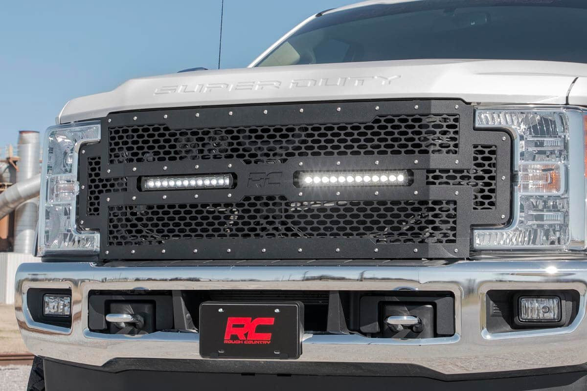 Mesh Grille 12 Inch Dual Row LED Black Ford F-250/F-350 Super Duty (17-19) Rough Country
