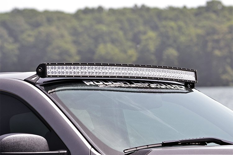 54 Inch Curved LED Light Bar Upper Windshield Mounts 07-13 PU/SUV Rough Country