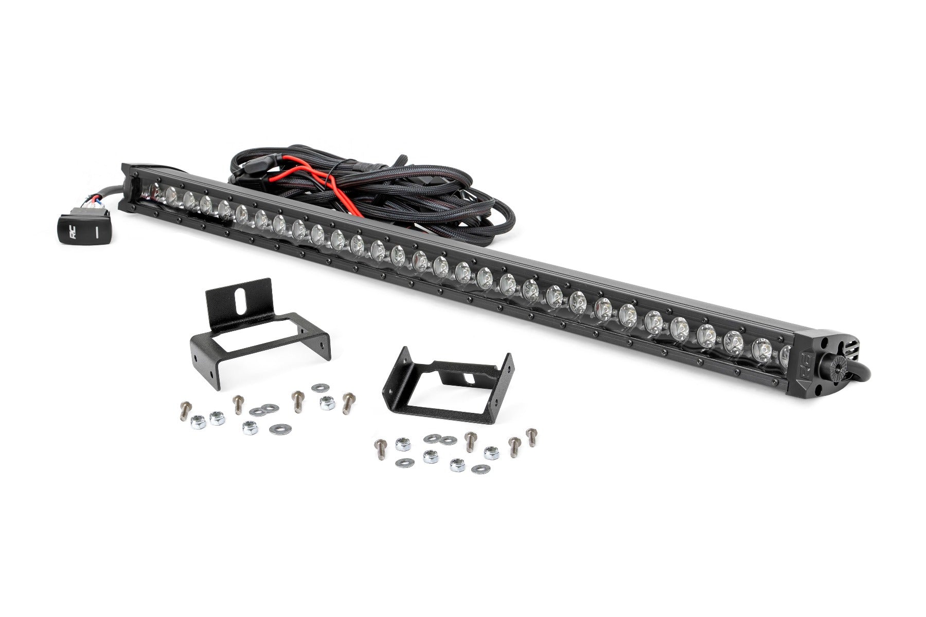 LED Light Kit Grill 30 Inch Black Single Row White DRL Ford F-250/F-350 Super Duty (11-16) Rough Country