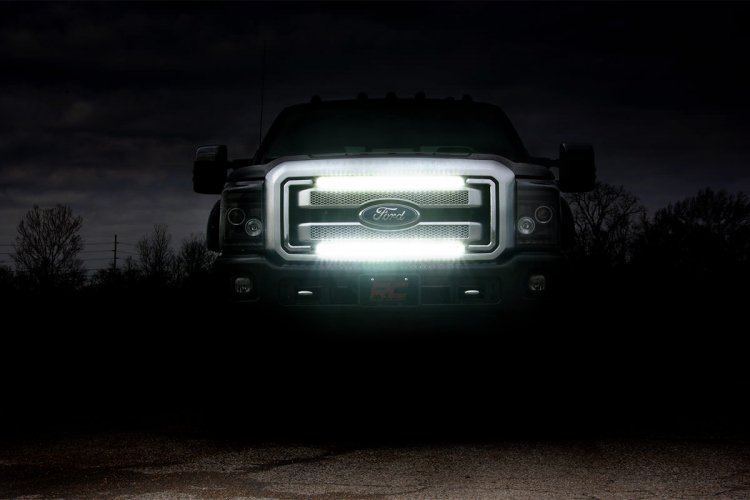 LED Light Kit Grill 30 Inch Black Single Row White DRL Ford F-250/F-350 Super Duty (11-16) Rough Country