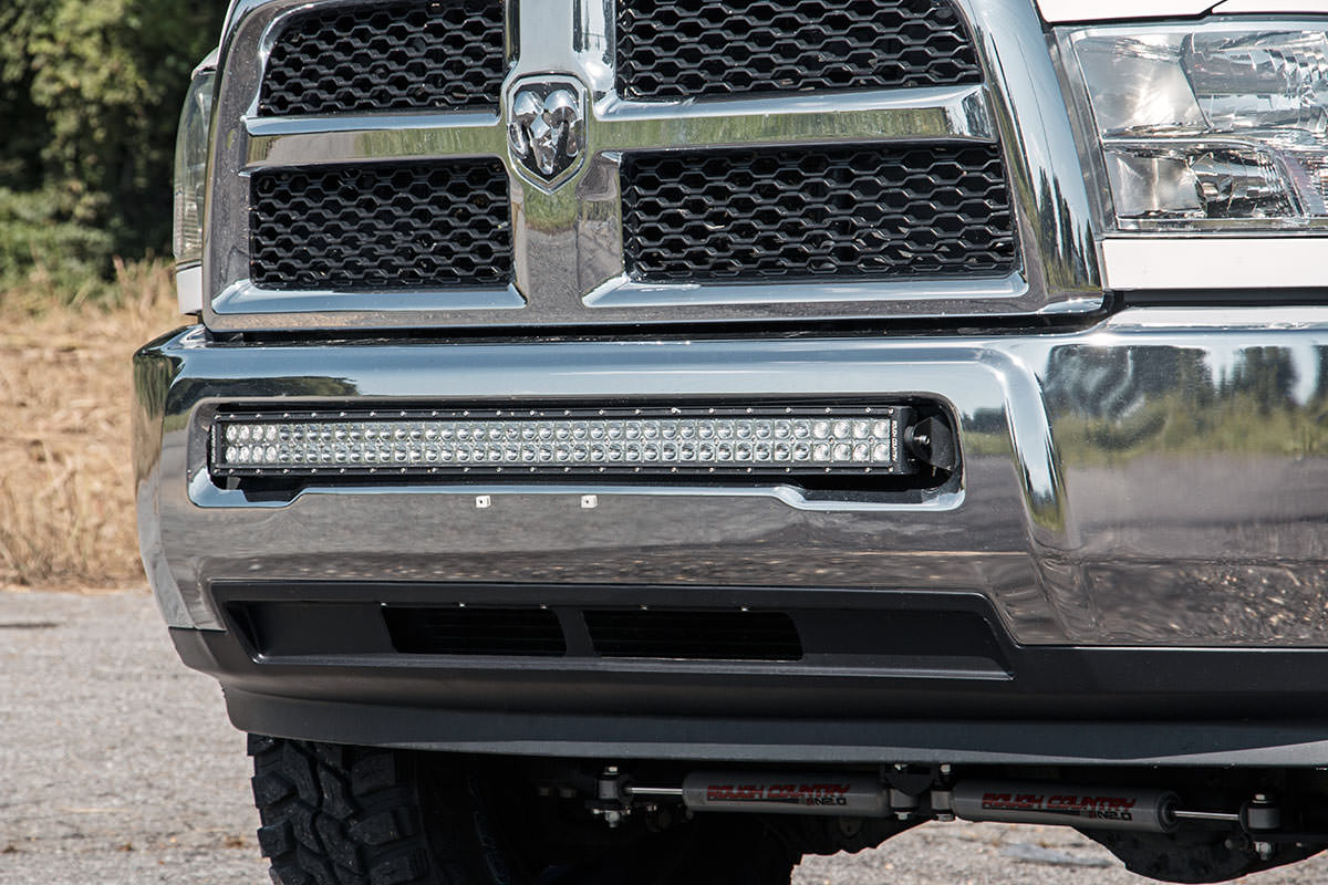Dodge 40-inch Curved LED Light Bar Hidden Bumper Kit w/Chrome Series DRL LED For 10-18 Ram 2500/3500 Rough Country