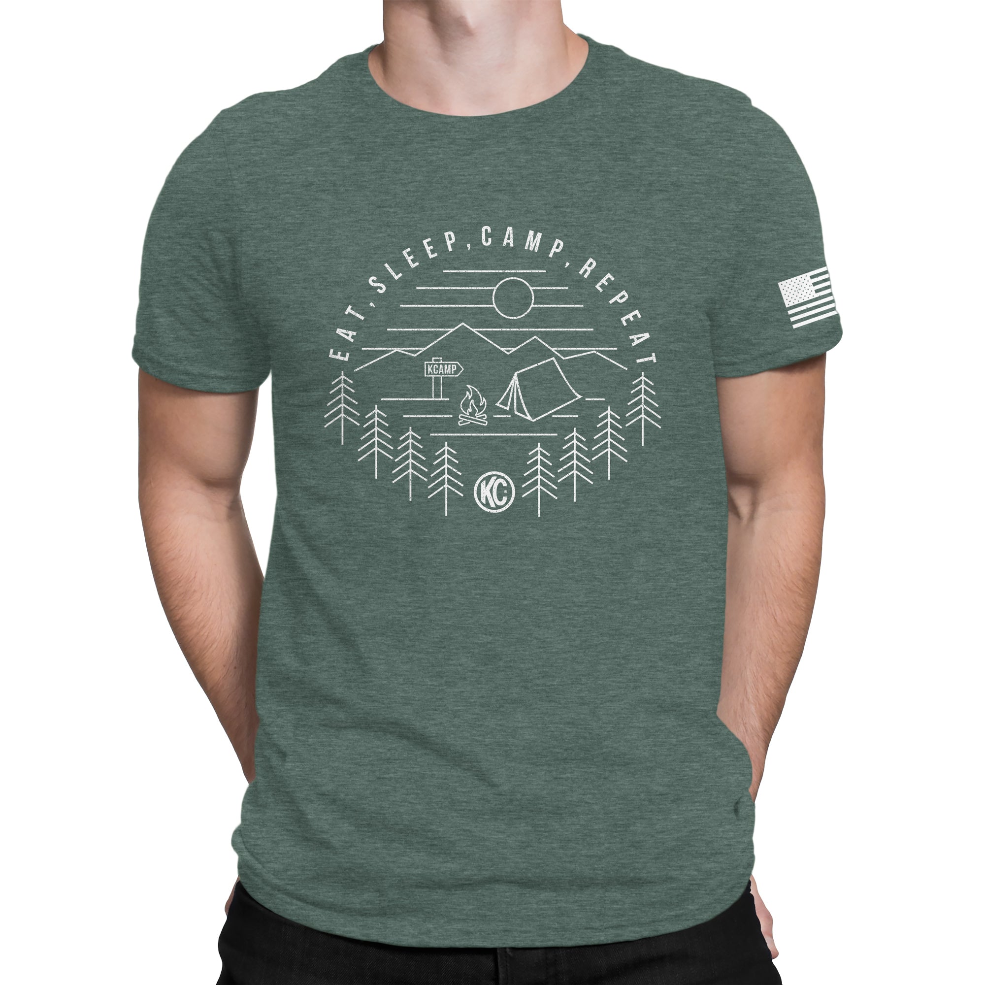 KC HiLiTES EAT, SLEEP, CAMP, REPEAT GRAPHIC PINE GREEN 2XL - 70587