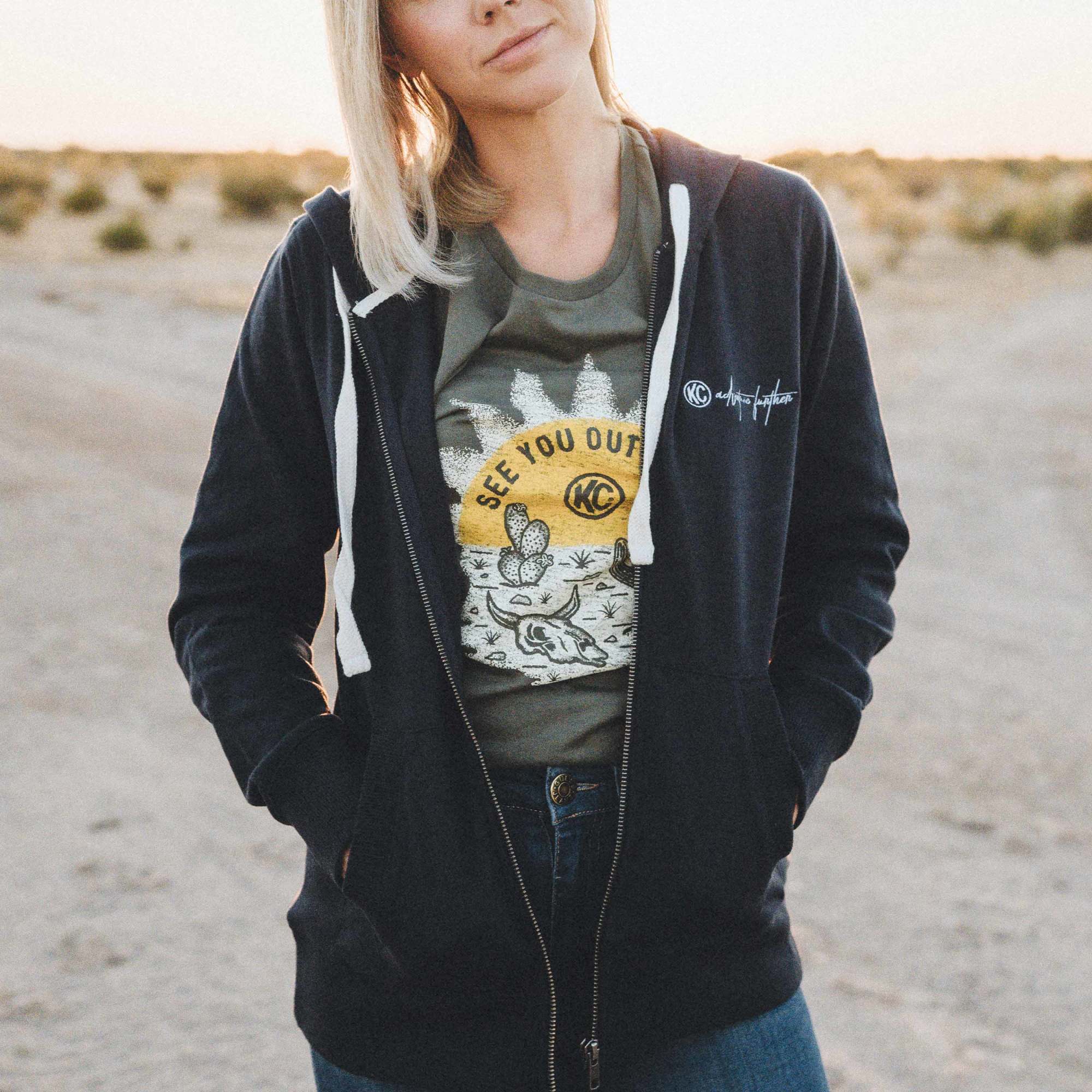KC HiLiTES WOMENS WEEKENDER ZIP-UP HOODIE NAVY MED - 70660
