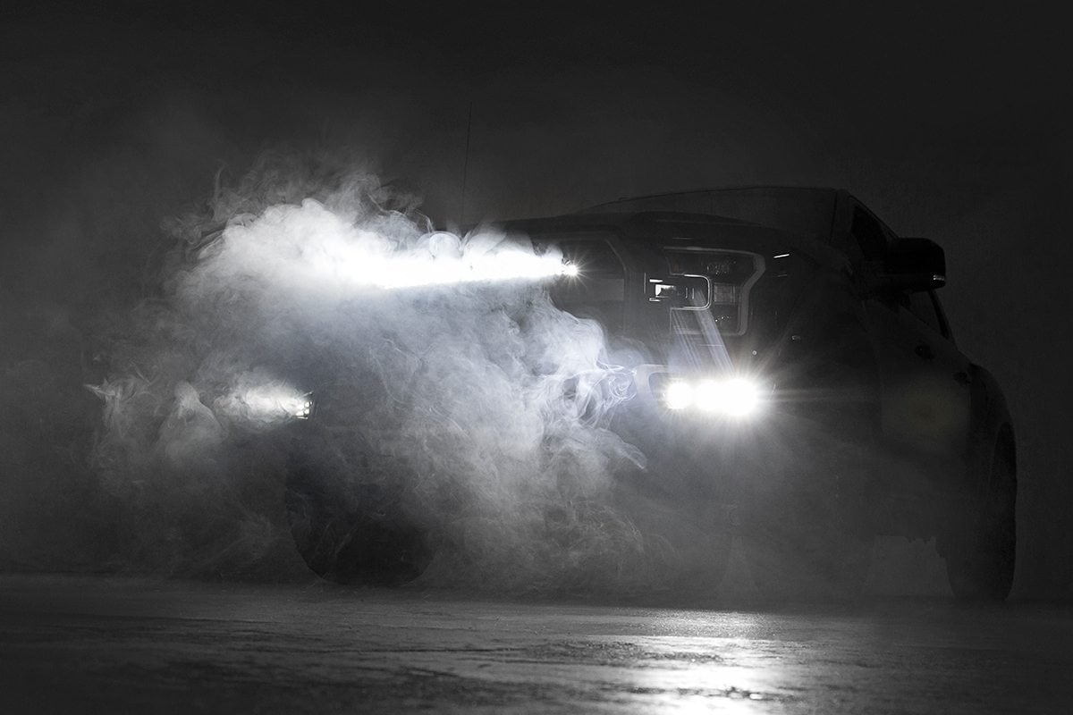 LED Light Kit Fog Mount Triple 2 Inch Black Pair White DRL Ford Raptor (17-20) Rough Country