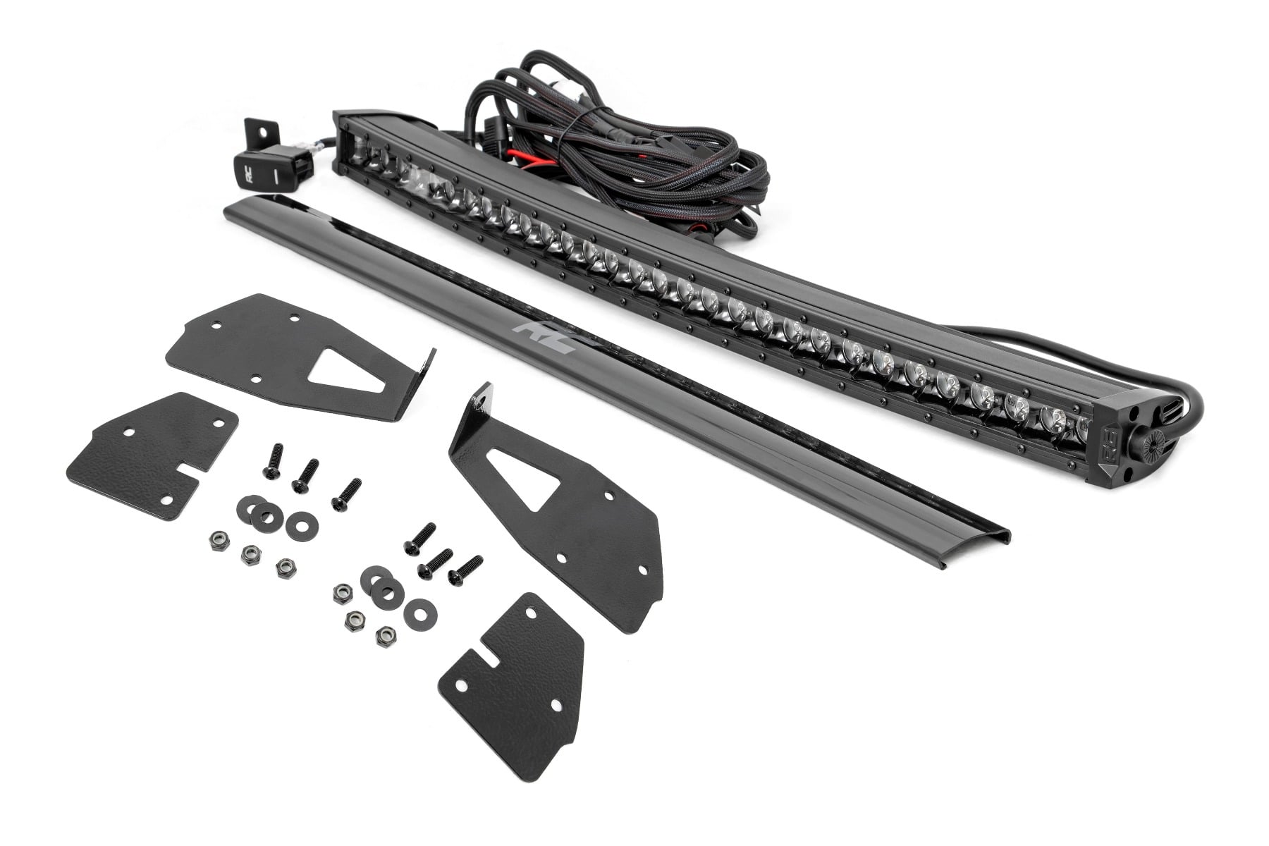 LED Light Kit Grille Mount 30 Inch Black Single Row White DRL Ford Raptor (17-20) Rough Country
