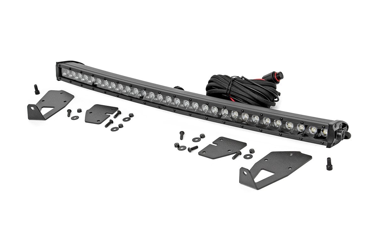 LED Light Kit Grille Mount 30 Inch Black Single Row Ford Raptor 4WD (17-20) Rough Country