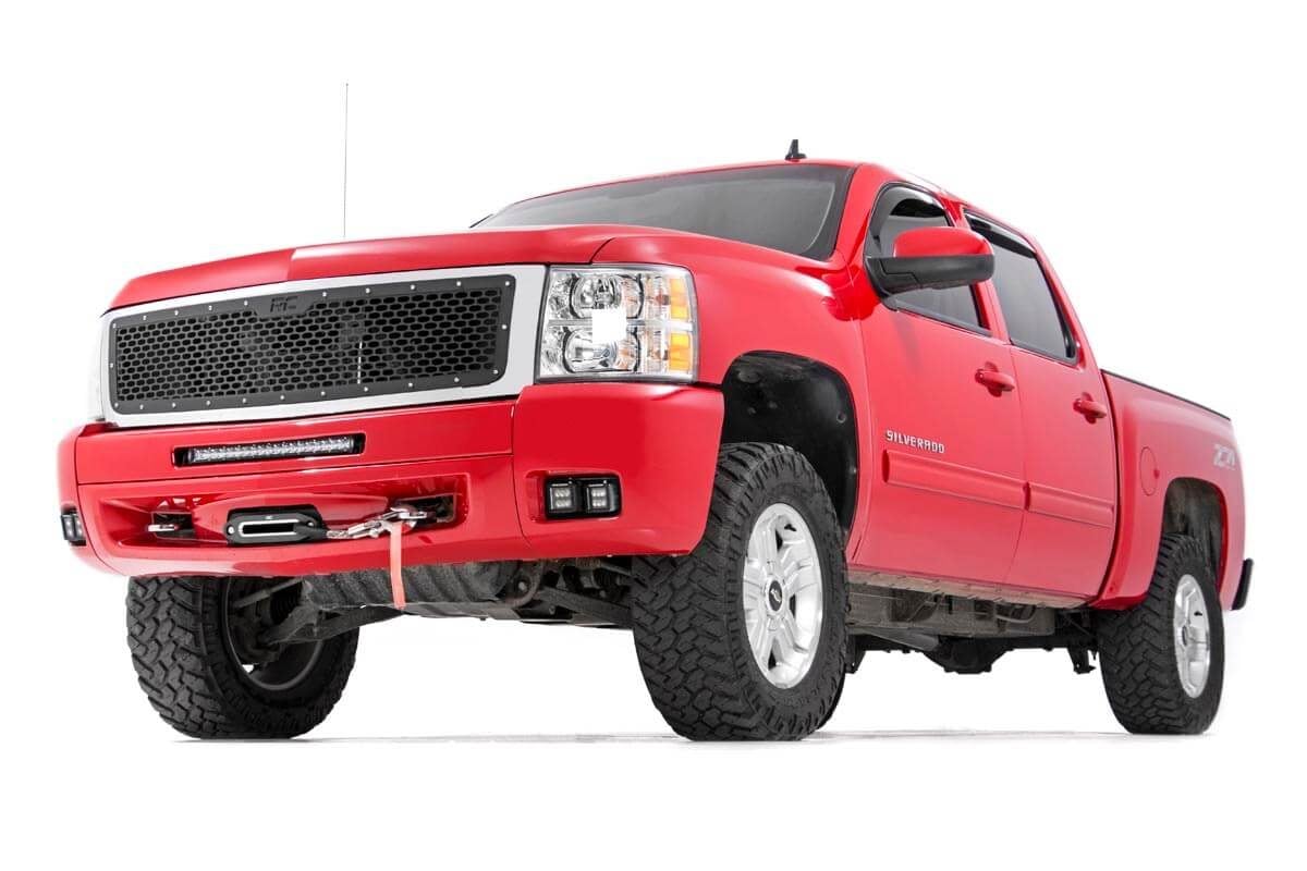 LED Light Kit Fog 2 Inch Black Pairs x2 White DRL Chevy Silverado 1500/2500HD/3500HD Rough Country