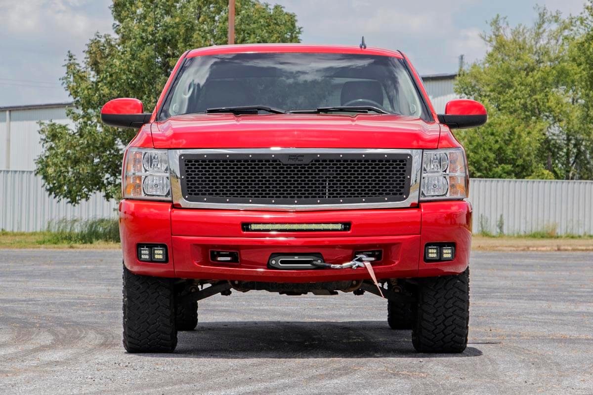 LED Light Kit Fog Mount Dual 2 Inch Black Pairs Chevy Silverado 1500/2500HD/3500HD 2WD/4WD Rough Country