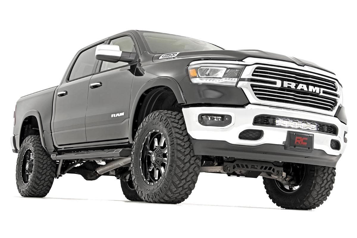 LED Light Kit Bumper Mount 20 Inch Black Dual Row Amber DRL Ram 1500 (19-24) Rough Country