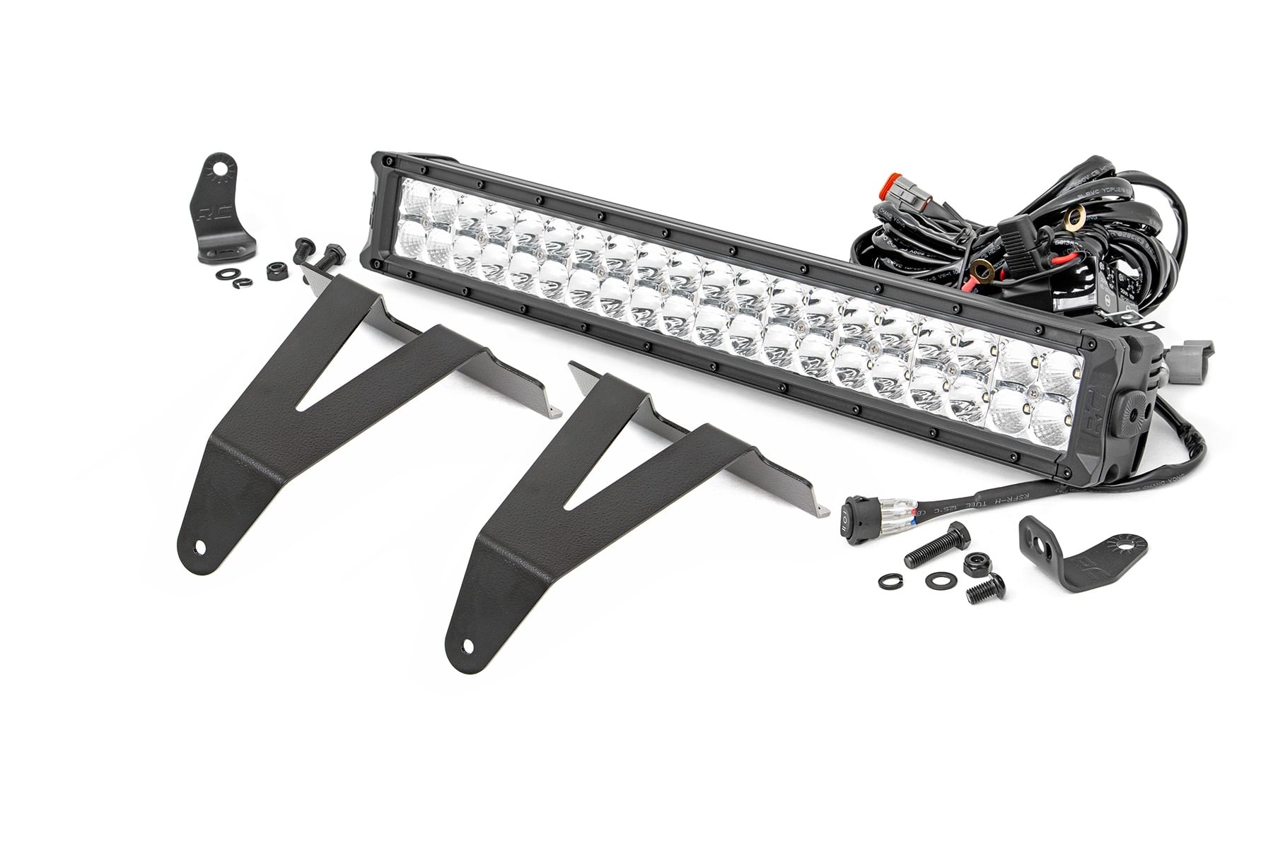 LED Light Kit Bumper Mount 20 Inch Chrome Dual Row White DRL Ram 1500 (19-24) Rough Country