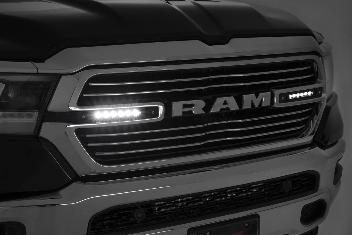 Dual 6in LED Grille Kit Black Slimline Ram 1500 2WD/4WD (2019-2024) Rough Country