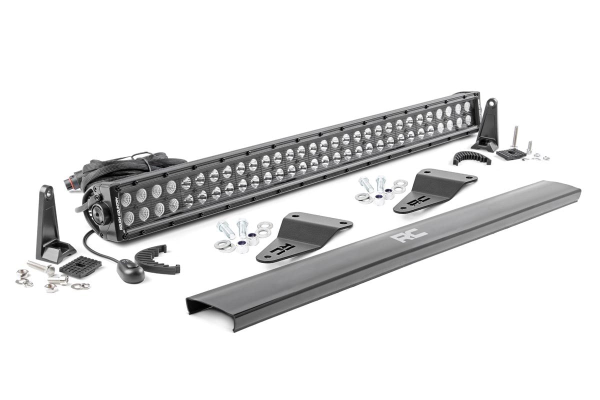 LED Light Kit Bumper Mount 30 Inch Black Dual Row Toyota 4Runner (14-20) Rough Country