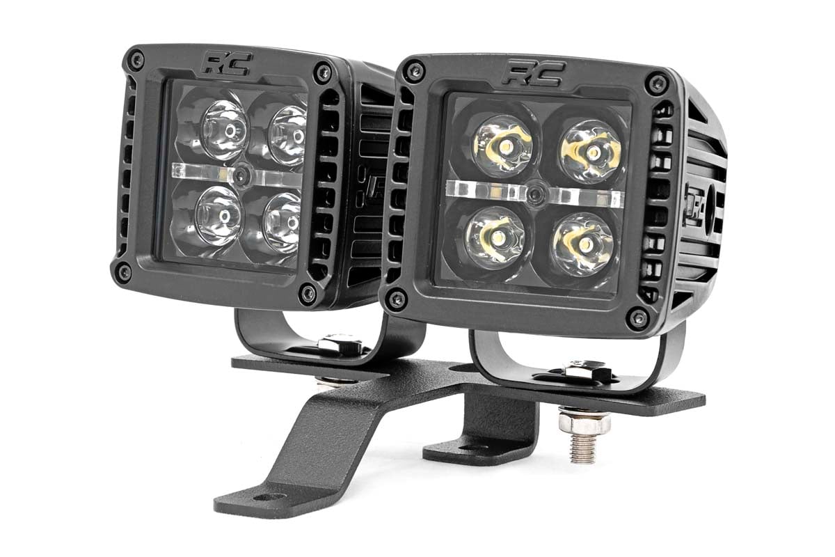 Quad LED Light Kit Cowl Mount 2 Inch Black Pairs Spot Jeep Gladiator JT/Wrangler JL (18-26) Rough Country