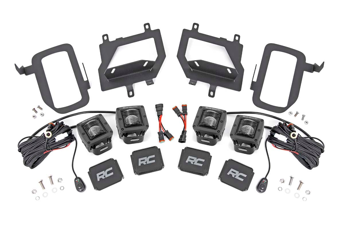 LED Light Kit Fog Mount Dual 2 Inch Black Pairs SAE Ford F-150 (15-17) Rough Country