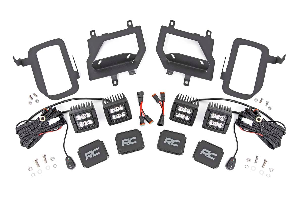 LED Light Kit Fog Mount Dual 2 Inch Black Pairs Spot Ford F-150 (15-17) Rough Country