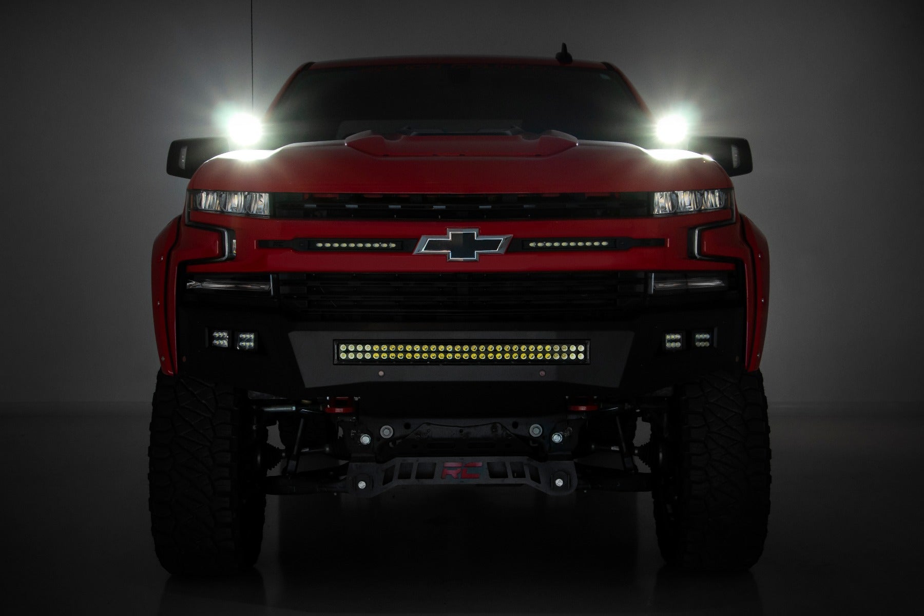 LED Light Kit Ditch Mount 2 Inch Black Pair White DRL Chevy Silverado 1500 (19-26) Rough Country