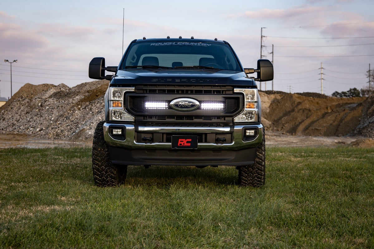 LED Light Kit Grille Mount 10 Inch Black Slimline Ford F-250 Super Duty (20-22) Rough Country