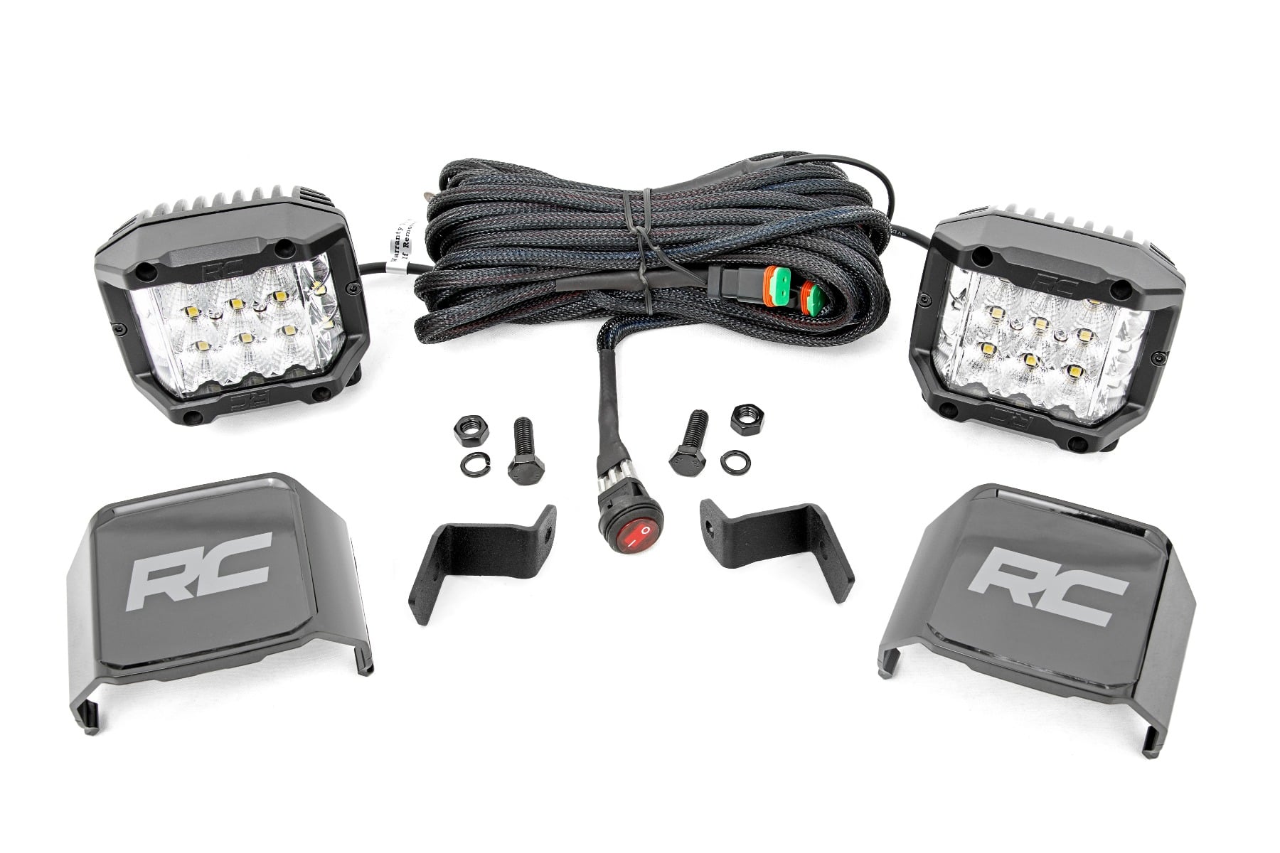 LED Light Ditch Mount 2 Inch Chrome Pair Wide Angle Ford F-150 (15-24) Rough Country