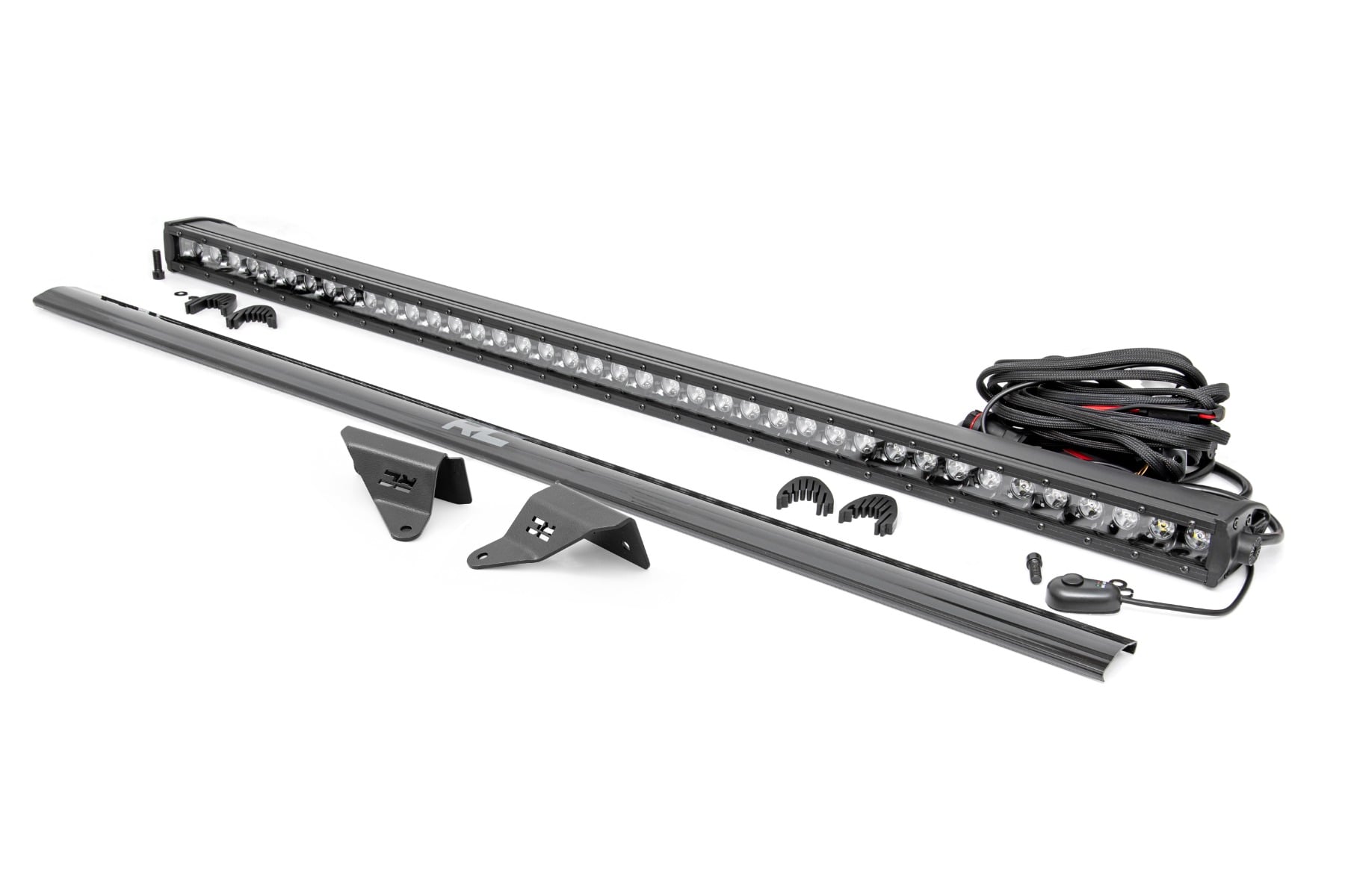 LED Light Kit Upper Windshield 40 Inch Black Single Row Ford Bronco (21-25) Rough Country