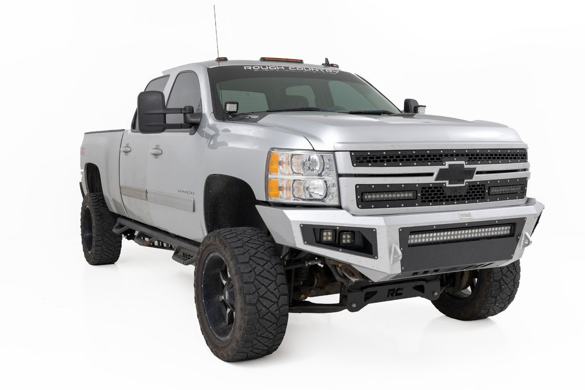LED Light Kit Ditch Mount 2 Inch Black Pair Flood Chevy 1500 & Silverado/Sierra 2500HD/3500HD (07-14) Rough Country
