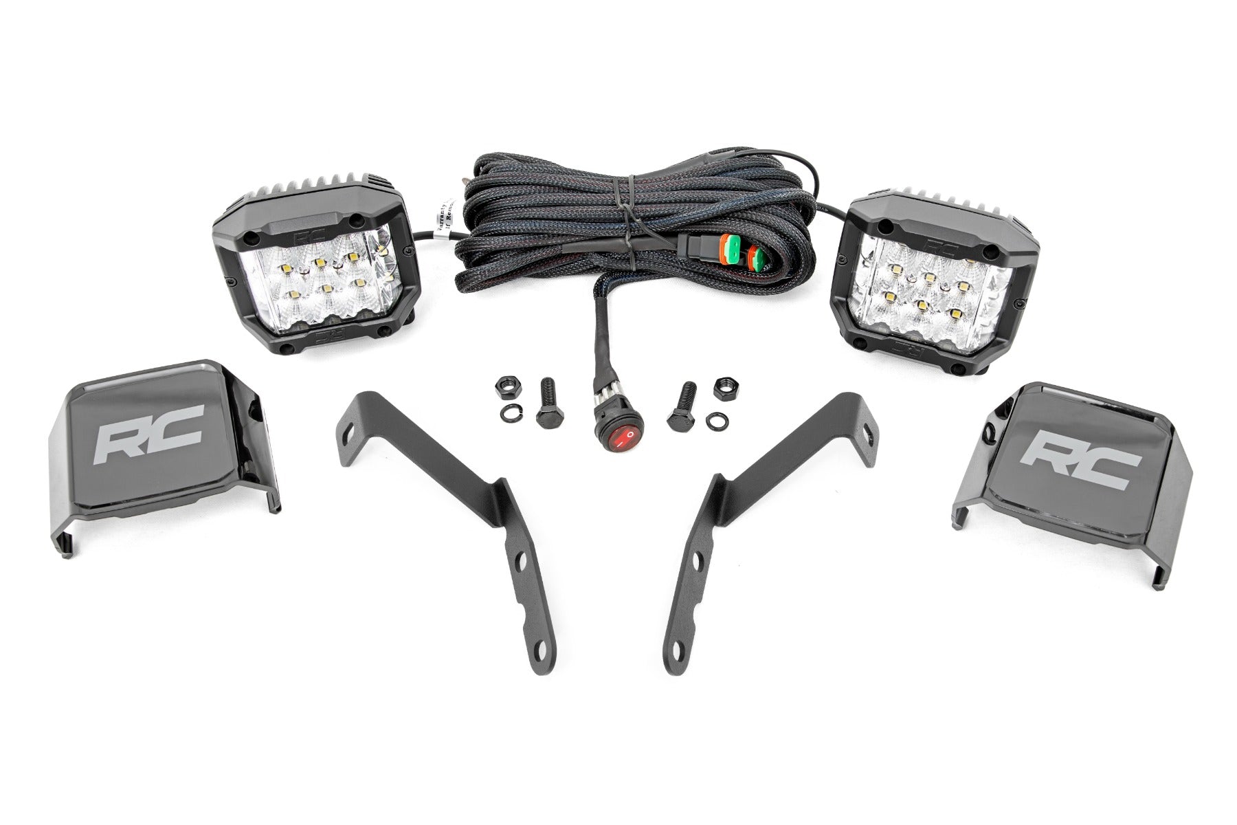 LED Light Kit Ditch Mount 3 Inch OSRAM Wide Chevy 1500 & Silverado/Sierra 2500HD/3500HD (07-14) Rough Country