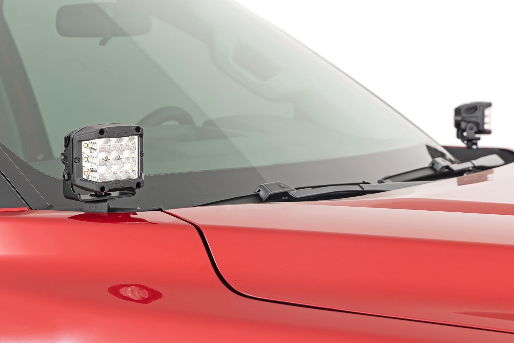 LED Light Kit Ditch Mount 2 Inch Black Pair Flood Toyota Tundra (22-26) Rough Country