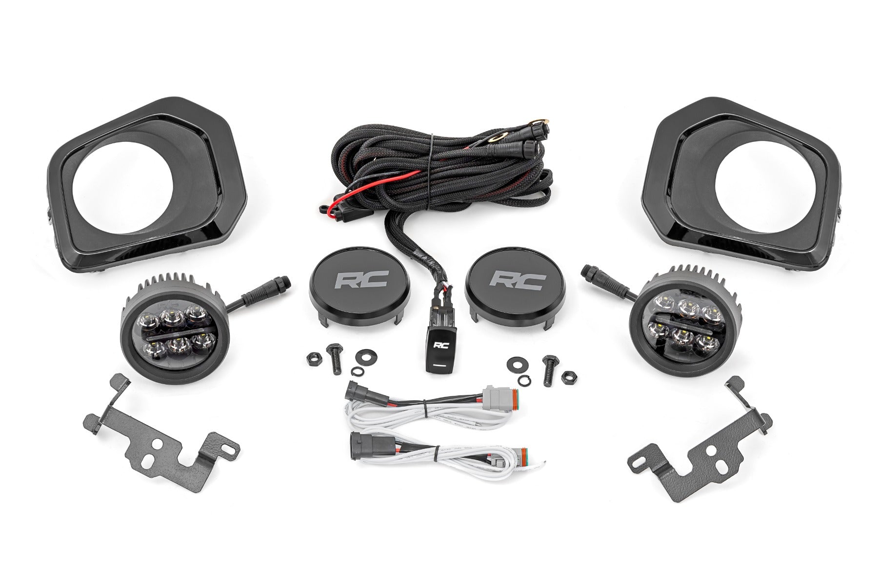 LED Fog Light Kit 3.5 Inch Round Black Series Amber DRL Toyota Tacoma (16-23) Rough Country