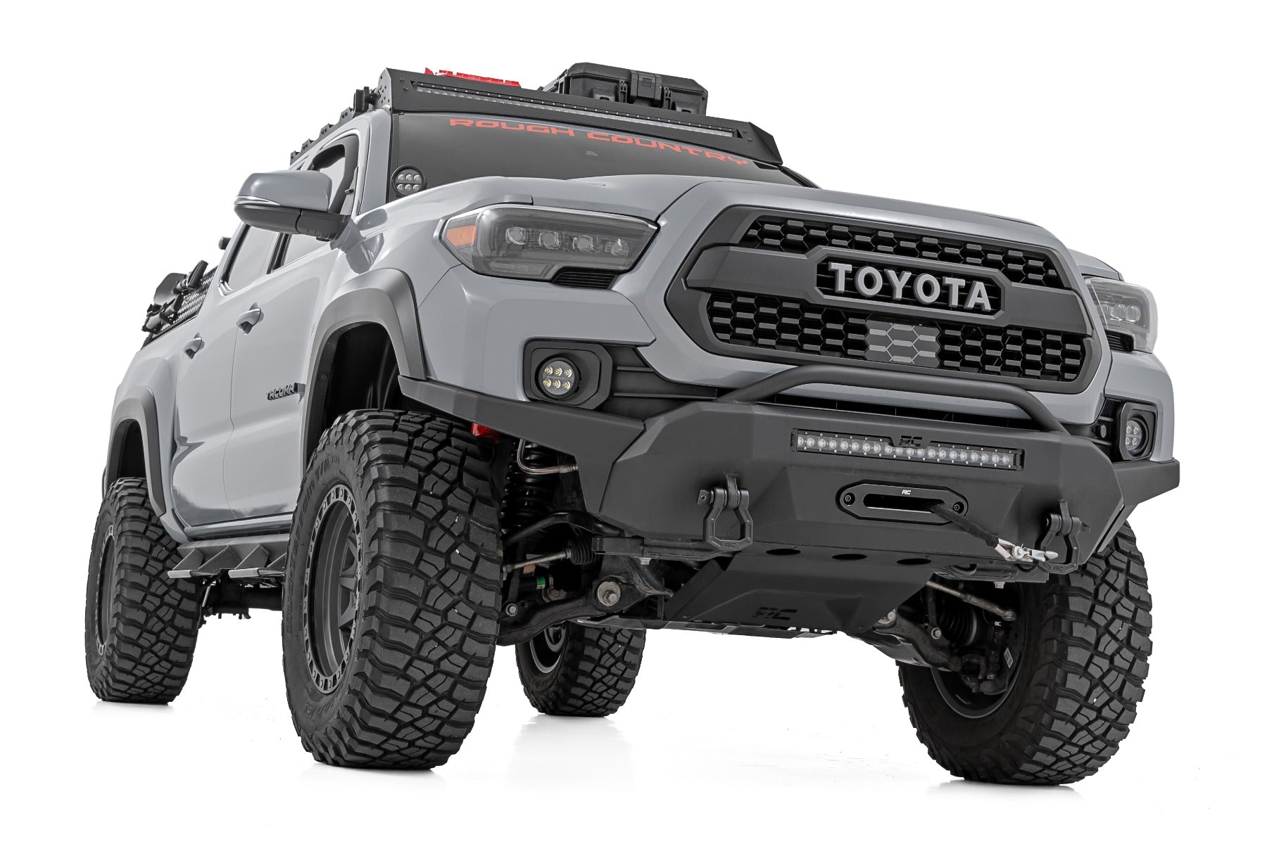 LED Fog Light Kit 3.5 Inch Round Black Series Amber DRL Toyota Tacoma (16-23) Rough Country