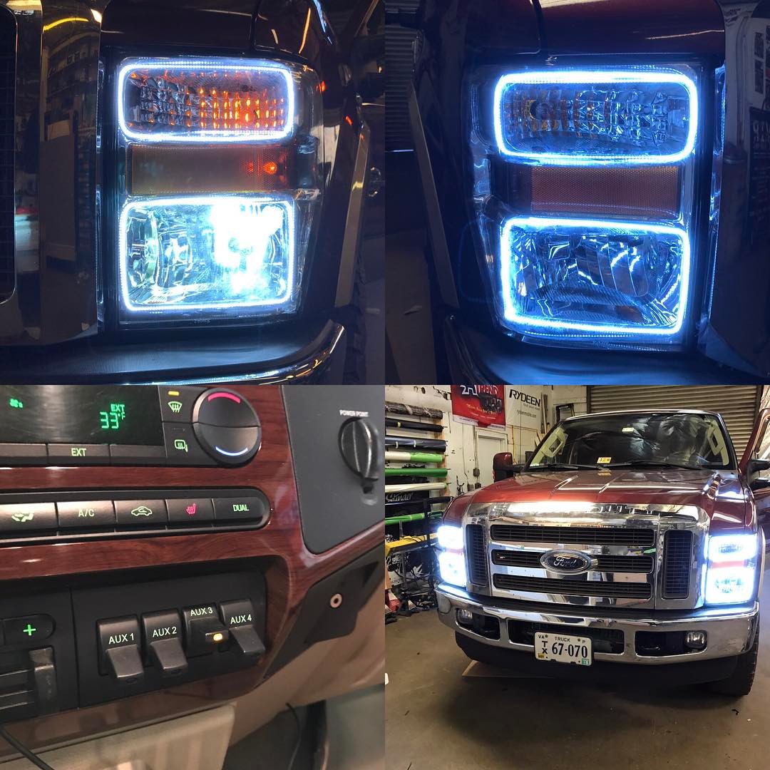 2008-2010 Ford F-250/350 SD Pre-Asm Halo HLs - (Chrome) - White