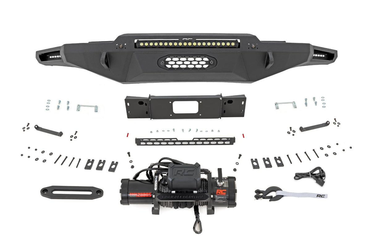 Hybrid Front Bumper 12000S Black LED w/ Amber DRL Toyota Tundra (22-26) Rough Country