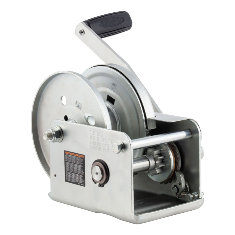 CURT Hand-Crank Brake Winch, 1,500 lbs, 5:1 Gear Ratio, 10.6" Handle Model 29615