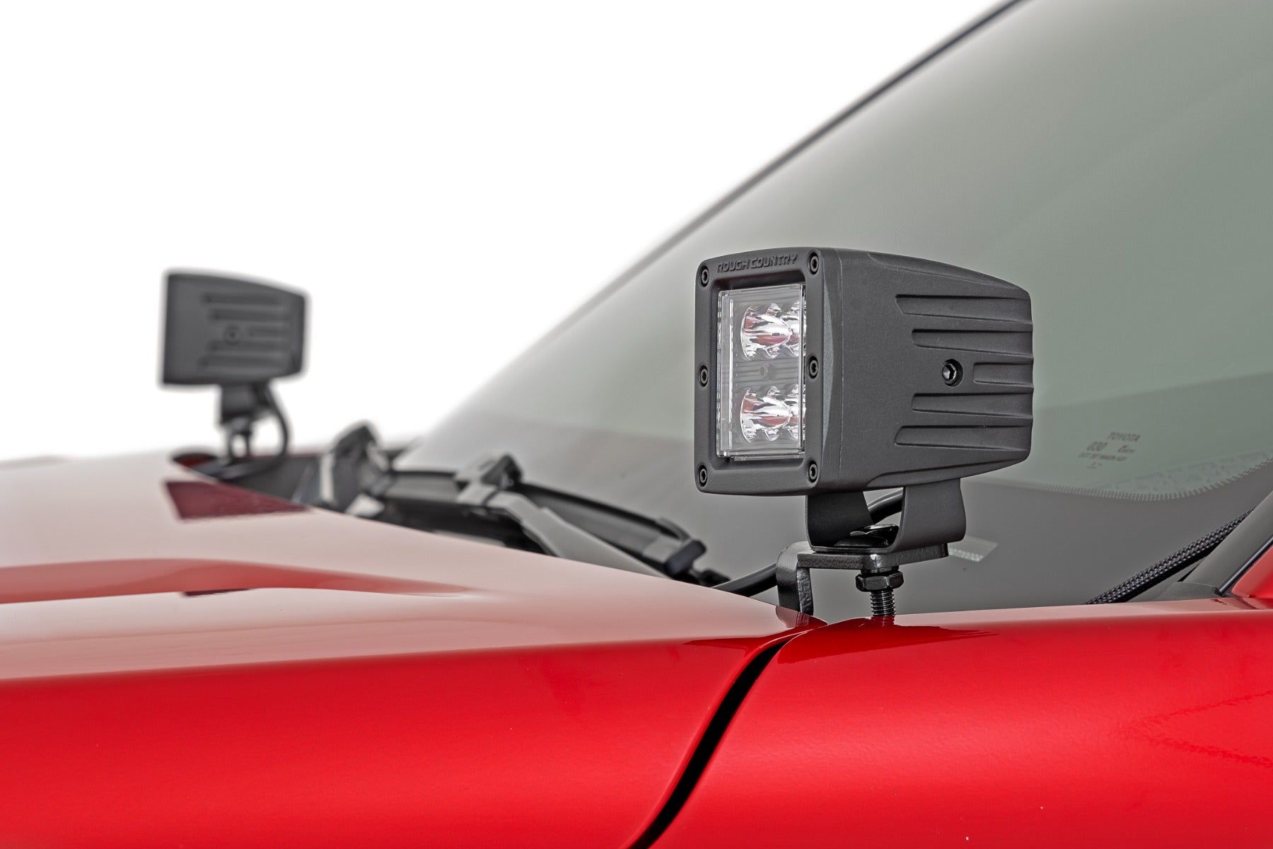 LED Light Kit Ditch Mount 2 Inch Black Pair Flood Toyota Tacoma (24-26) Rough Country
