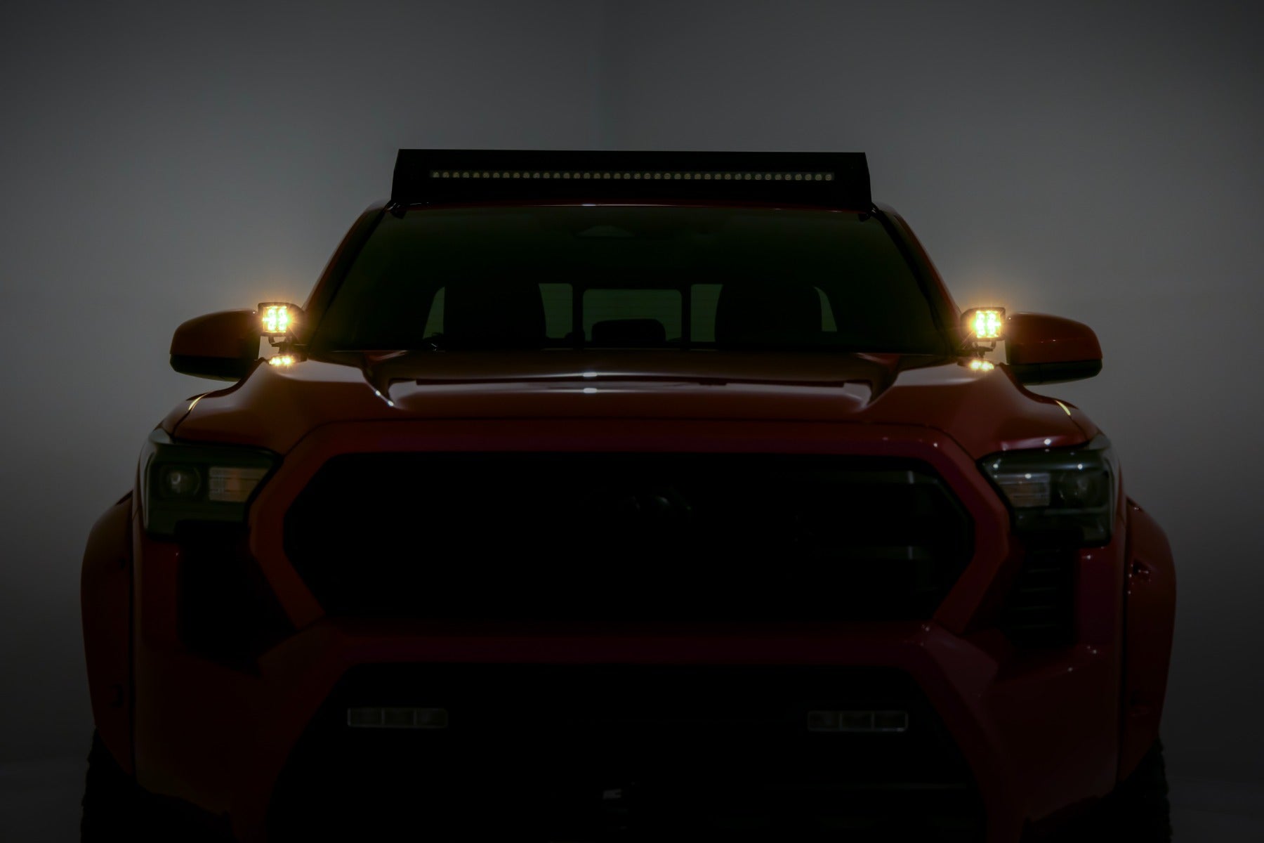LED Light Kit Ditch Mount Black Series Round 3.5 Inch Amber DRL Toyota Tacoma (24-26) Rough Country