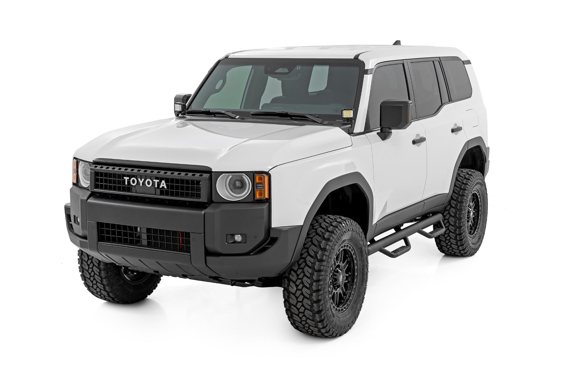 LED Light Kit Ditch Mount Black Series Round 3.5 Inch Amber DRL Toyota LandCruiser (2024) Rough Country
