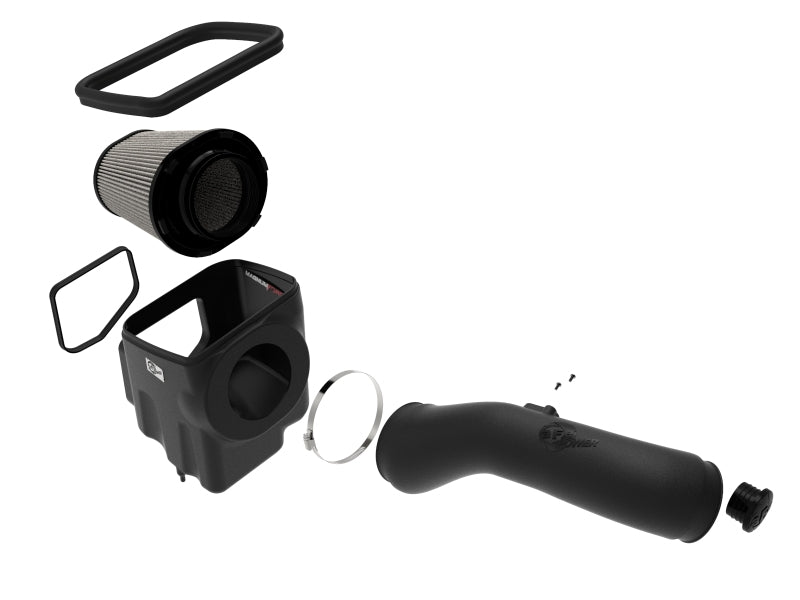 Open element intake system for GM Diesel Trucks 2017-2019 V8 6.6L L5P, featuring a filter, housing, and intake tube.