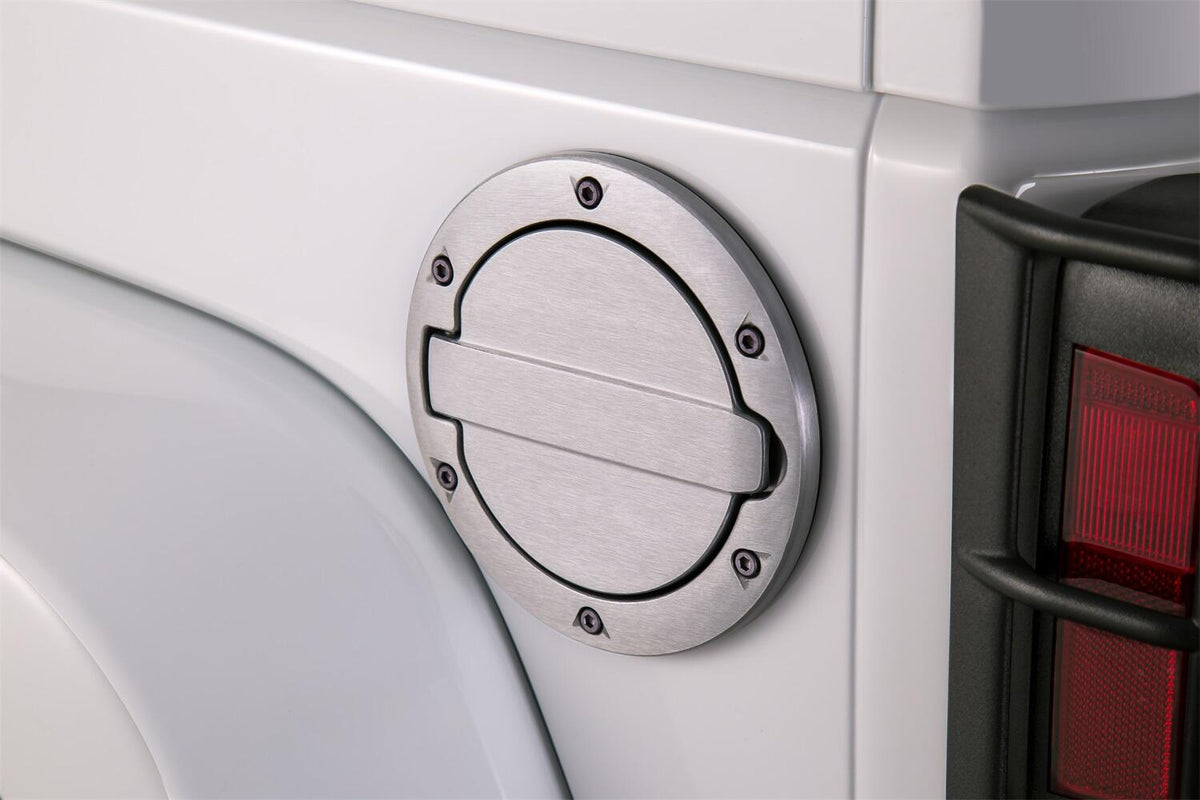 Brushed Aluminum Fuel Door For 2007-2018 Jeep Wrangler JK/JK Unlimited 2-Door/4-Door AMP Research