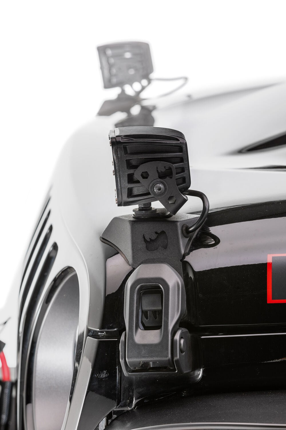 XE Hood Latch Light Mount Textured Black 2018-2026 Jeep Wrangler JL 2020-2025 Jeep Gladiator Go Rhino