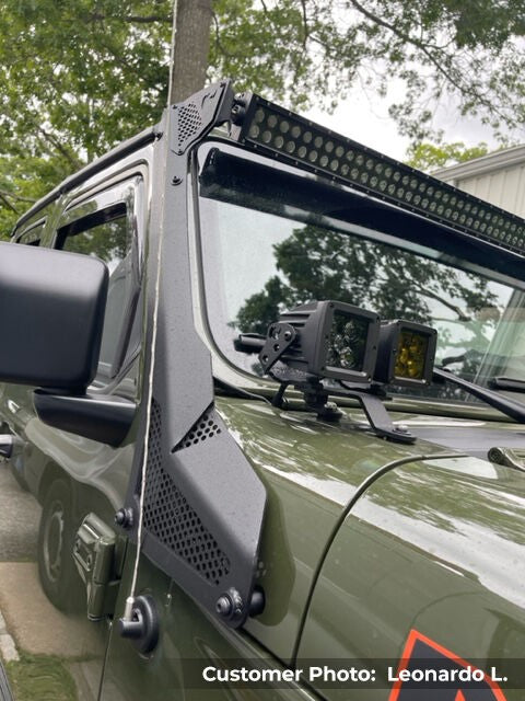 XE Windshield Cowl Light Mount For 3 Inch X 3 Inch Industry Standard Dual Cubes LED Textured Black 2018-2026 Jeep Wrangler JL 2020-2025 Jeep Gladiator Go Rhino
