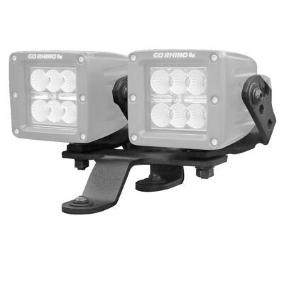 XE Windshield Cowl Light Mount For 3 Inch X 3 Inch Industry Standard Dual Cubes LED Textured Black 2018-2026 Jeep Wrangler JL 2020-2025 Jeep Gladiator Go Rhino