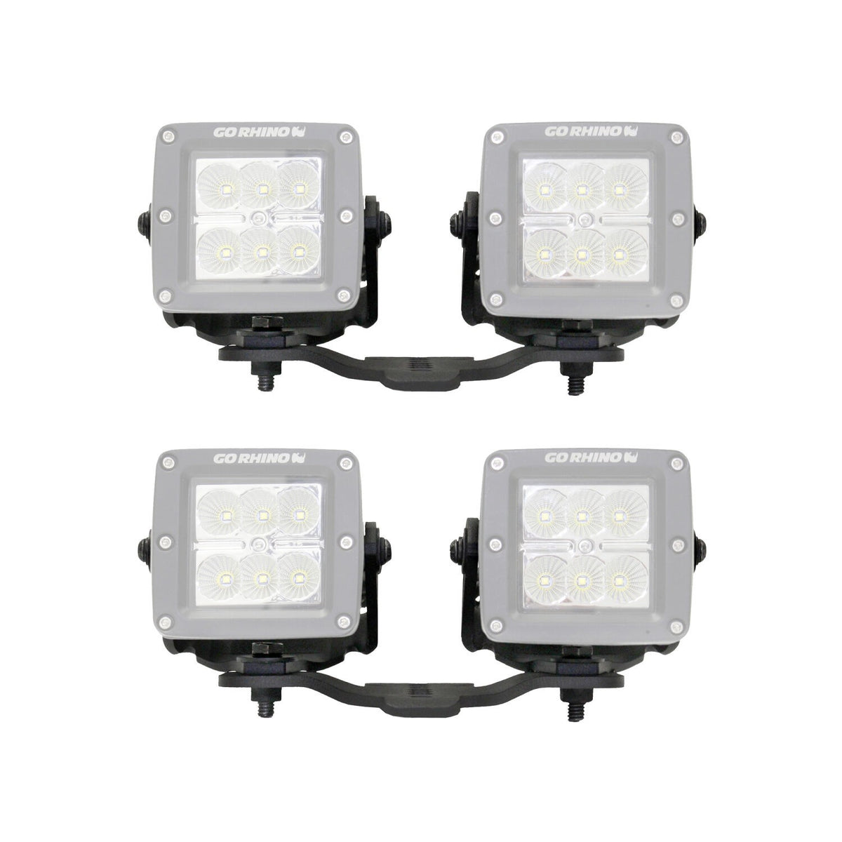 XE Hood Hinge Light Mount for Two 3 Inch X 3 Inch Standard Cube LED's Textured Black 2018-2026 Jeep Wrangler JL 2020-2025 Jeep Gladiator Go Rhino