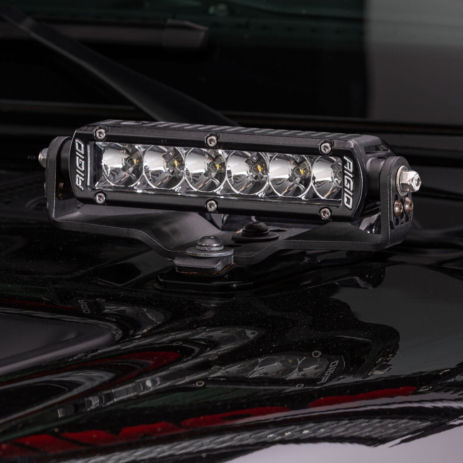 XE Hood Hinge Light Mount for Two 6 Inch Single Row LED Bars Textured Black 2018-2026 Jeep Wrangler JL 2020-2025 Jeep Gladiator Go Rhino