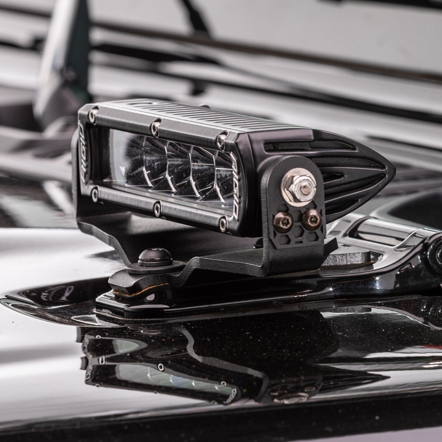 XE Hood Hinge Light Mount for Two 6 Inch Single Row LED Bars Textured Black 2018-2026 Jeep Wrangler JL 2020-2025 Jeep Gladiator Go Rhino