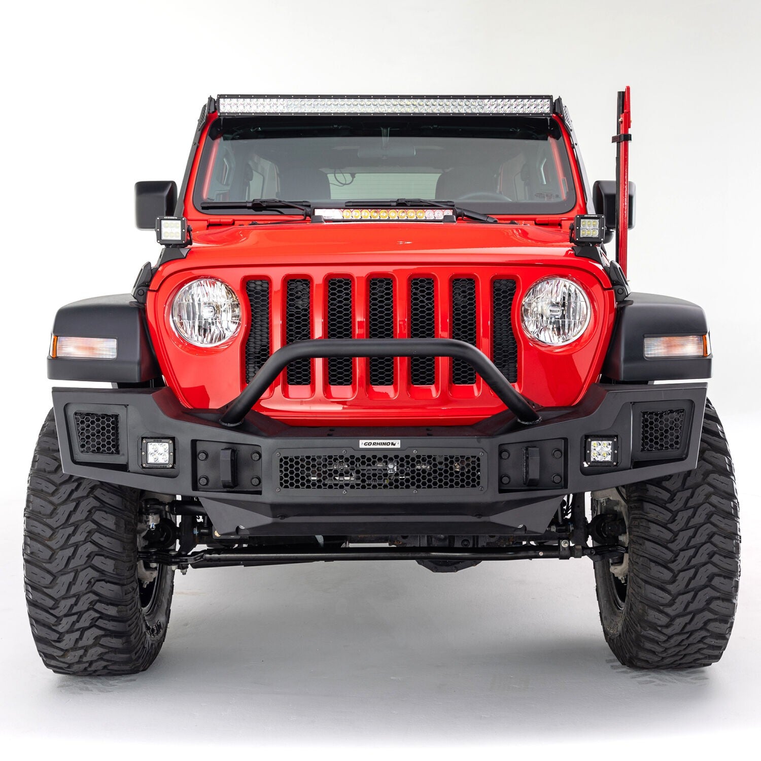 XE Hood Hinge Light Mount for a 20 Inch Single Row LED Bar Textured Black 2018-2026 Jeep Wrangler JL 2020-2025 Jeep Gladiator Go Rhino