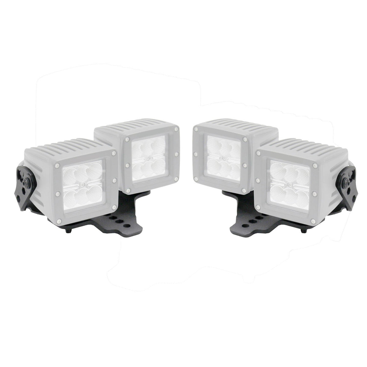 XE Hood Hinge Light Mount for Two 3 Inch X 3 Inch Dual cube LED's Textured Black 2018-2026 Jeep Wrangler JL 2020-2025 Jeep Gladiator Go Rhino