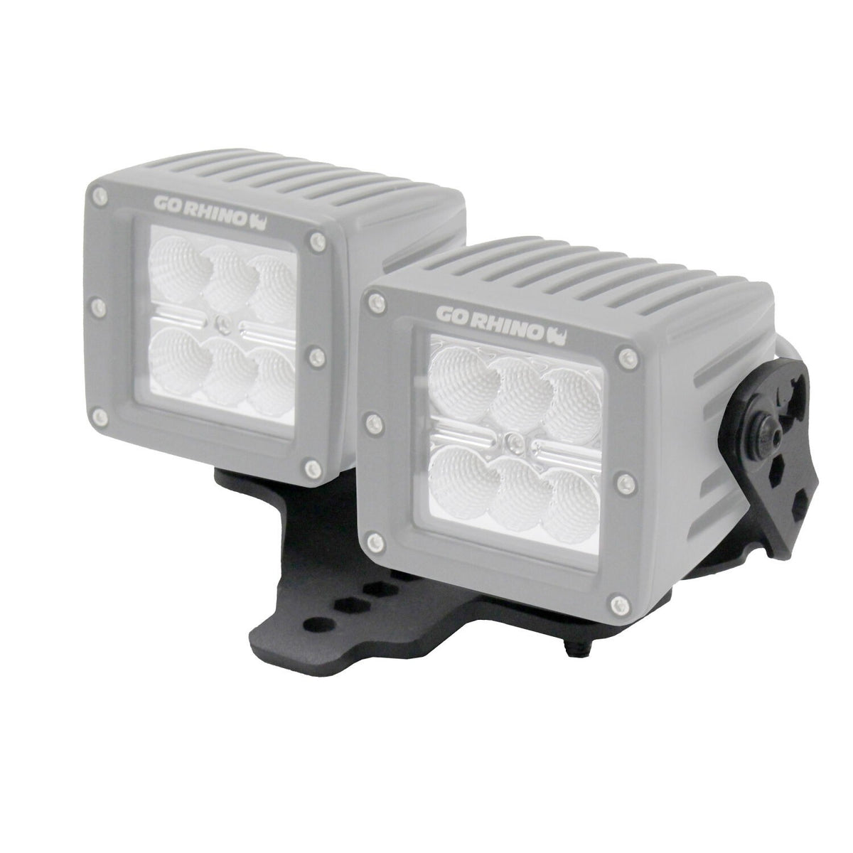 XE Hood Hinge Light Mount for Two 3 Inch X 3 Inch Dual cube LED's Textured Black 2018-2026 Jeep Wrangler JL 2020-2025 Jeep Gladiator Go Rhino