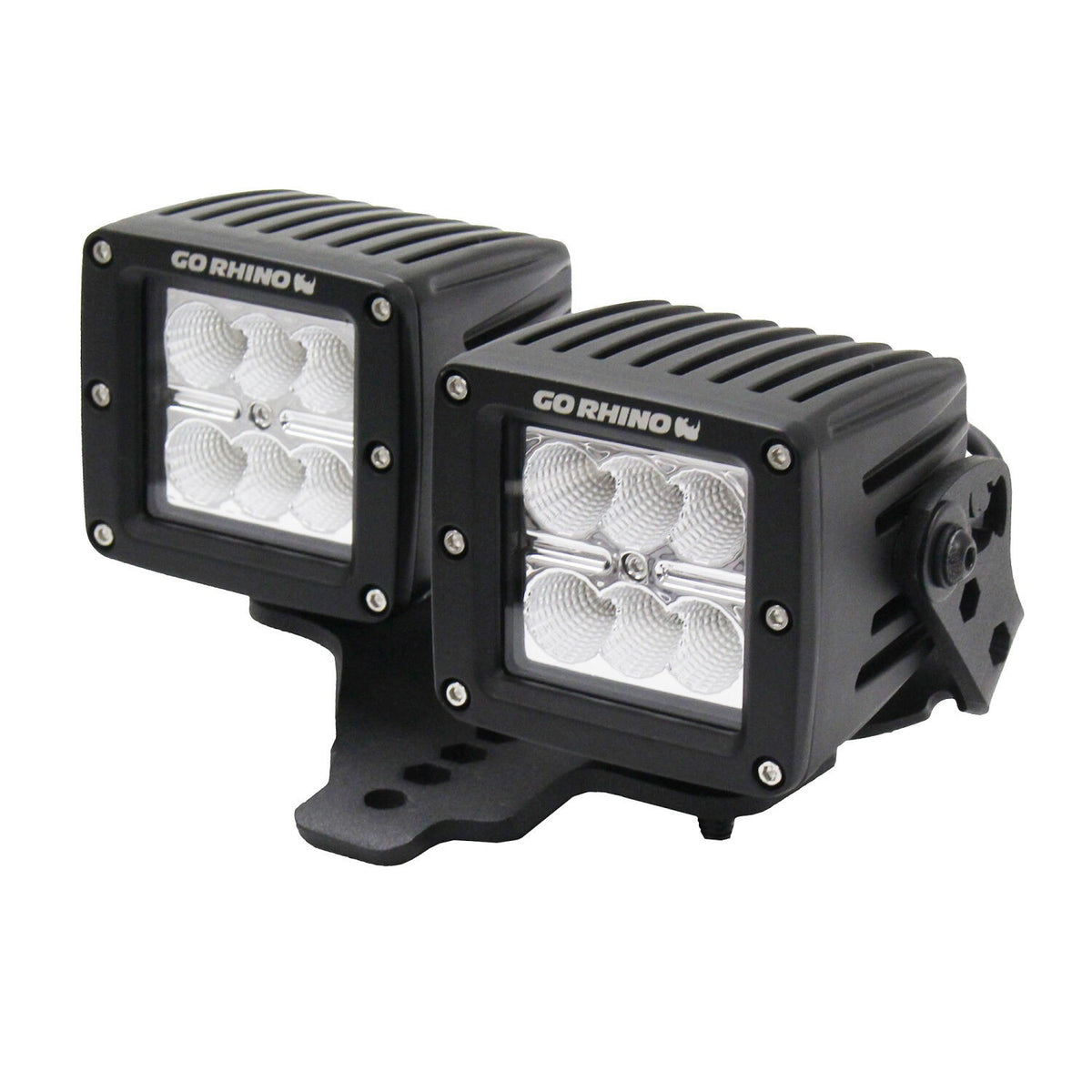 XE Hood Hinge Light Mount for Two 3 Inch X 3 Inch Dual cube LED's Textured Black 2018-2026 Jeep Wrangler JL 2020-2025 Jeep Gladiator Go Rhino