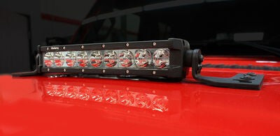 XE Center Hood Light Mount for a 10 Inch Single Row LED Bar Textured Black 2018-2026 Jeep Wrangler JL 2020-2025 Jeep Gladiator Go Rhino